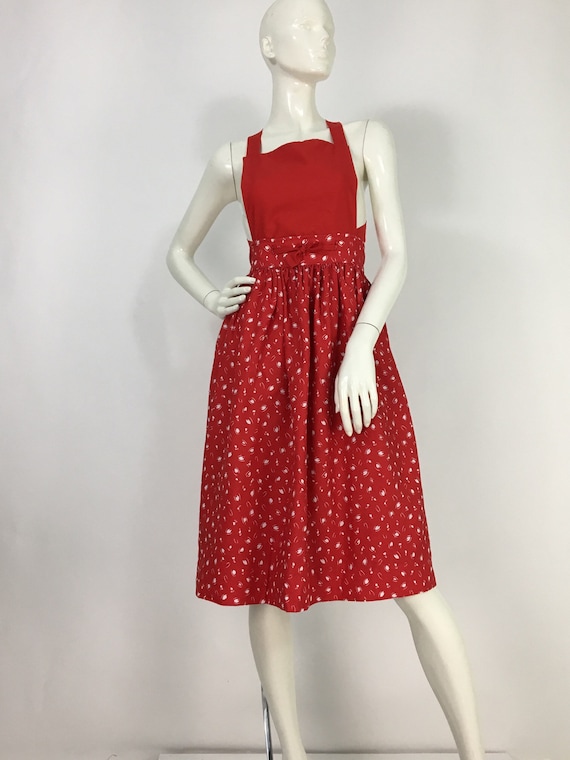 1950s red apron dress/50s retro dress/retro apron… - image 2