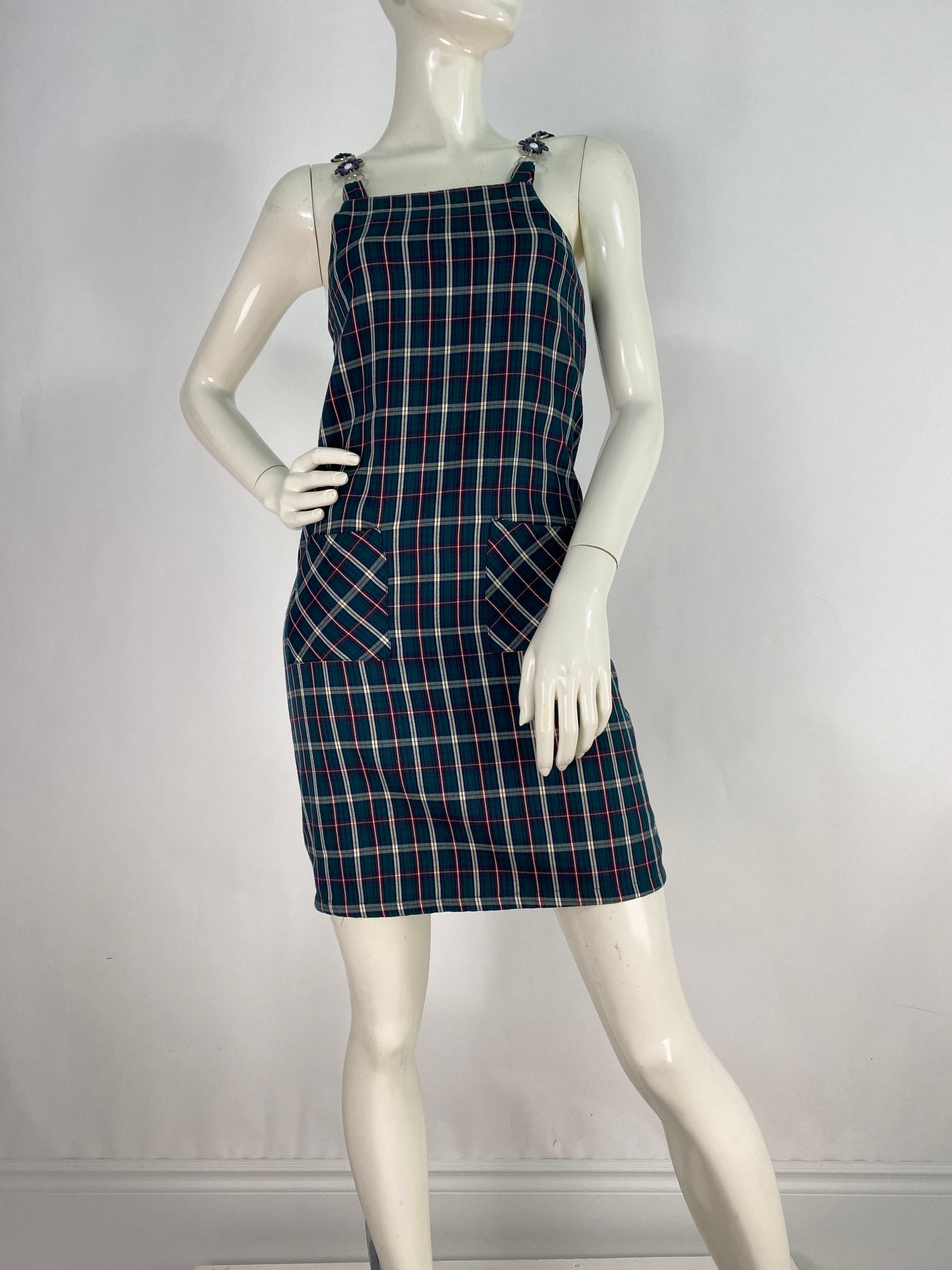 90s plaid dress Mehra Mini in 90's Grunge Check Items are measured flat and doubled for Bust aziz collection plaid midi 90s