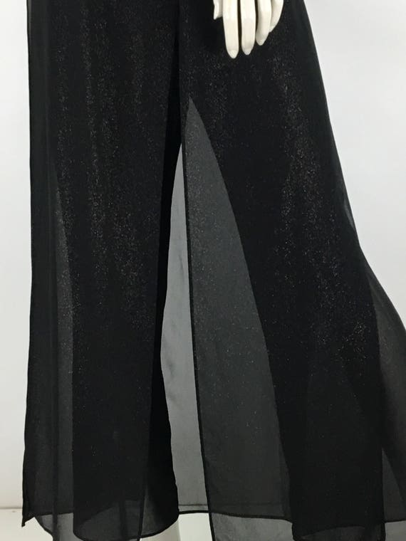 Vintage sheer palazzo pants/metallic speckled shee