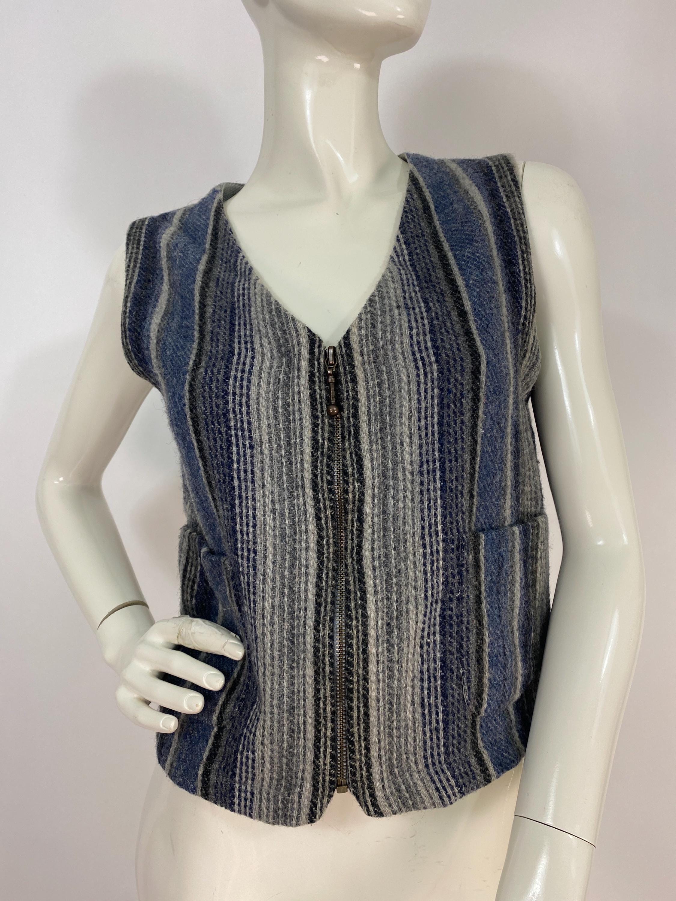 Vintage Vest, Wool Blend Vest, Zipper Vest - Etsy