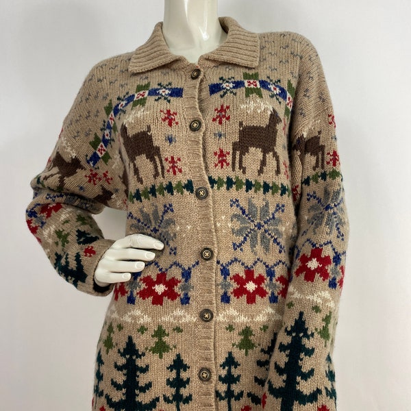 Wool cardigan sweater, vintage wool sweater