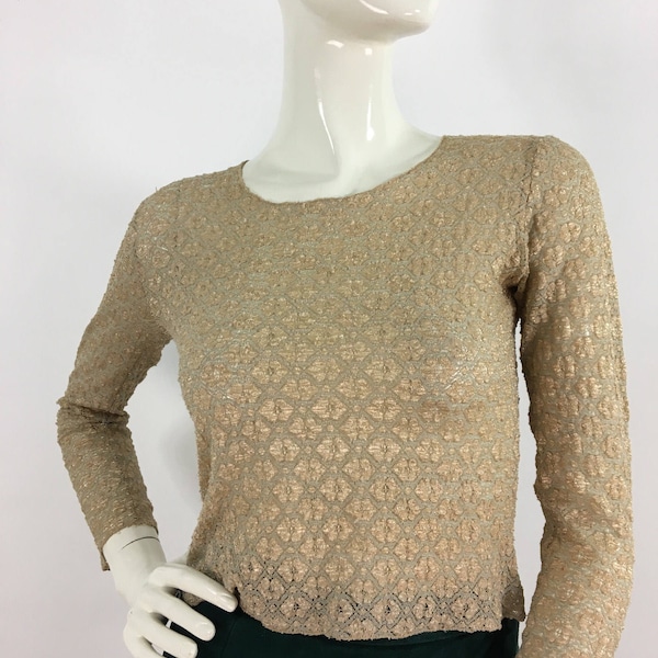 90s lace top/stretch lace top/beige lace top