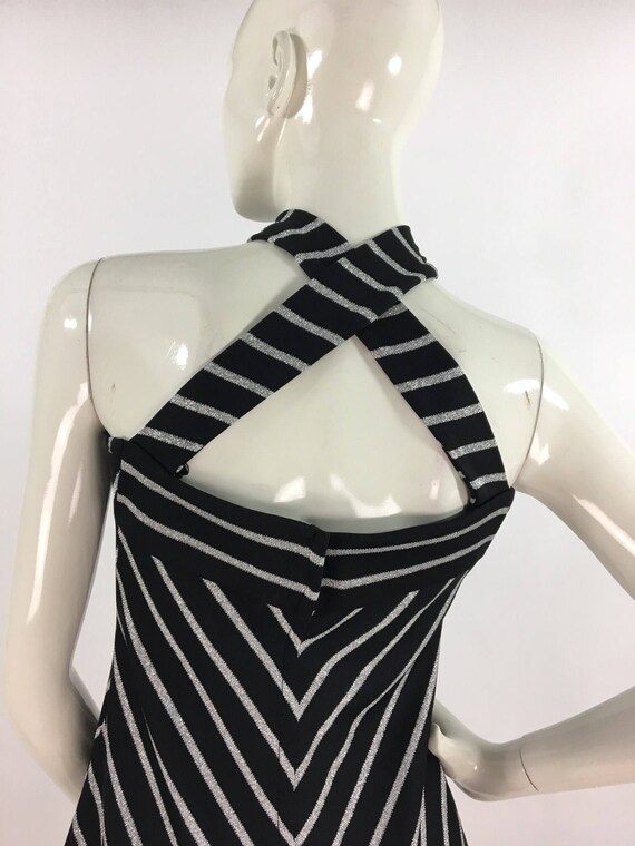 70s Nu-Mode dress/1970s striped dress/vintage bla… - image 4