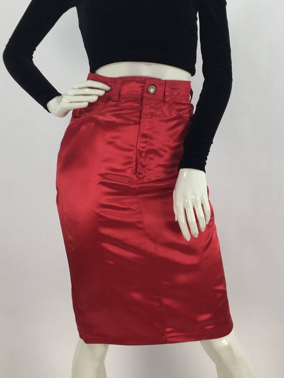 1980s Betsey Johnson pencil skirt/red 