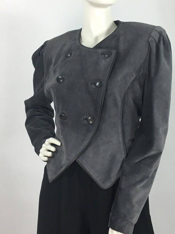 80s 90s Danier leather jacket/grey leather jacket - image 2