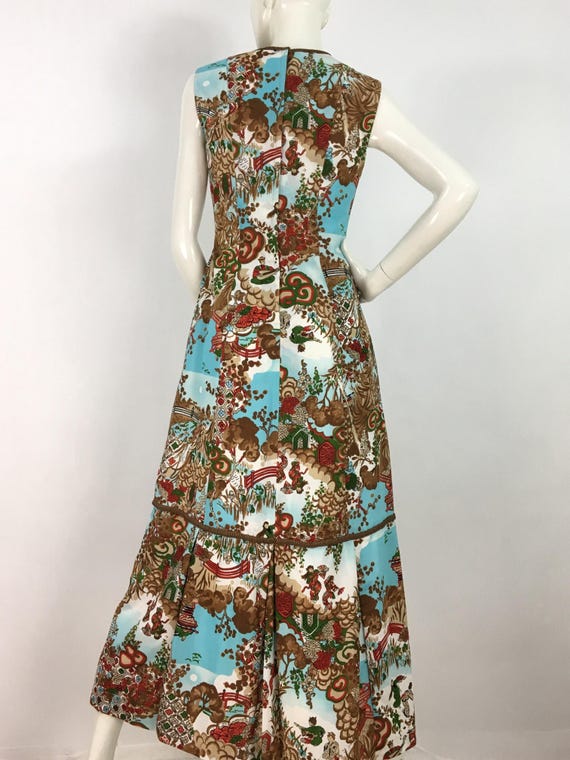 1960s chinoiserie maxi dress/vintage Art Deco max… - image 3