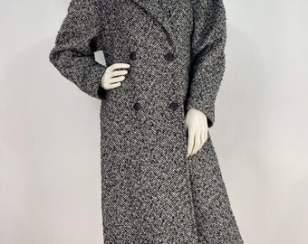 1980s salt and pepper wool coat