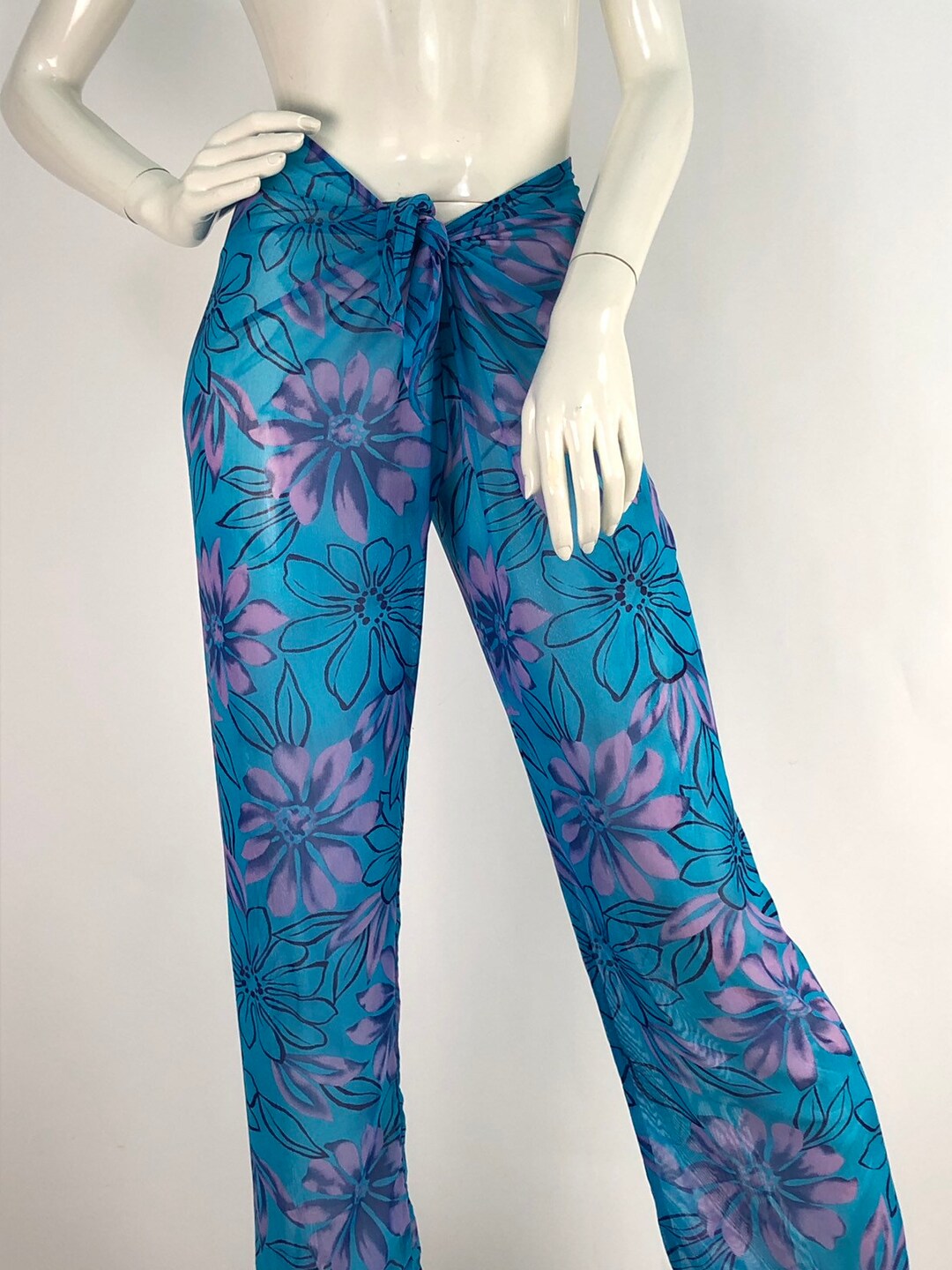 Beach Cover Up/vintage Beach Cover up Pants/sheer Beach Pants - Etsy