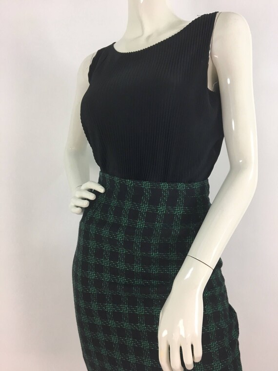 Vintage check plaid pencil skirt/1980s check plaid