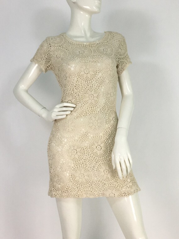 90s crochet dress/vintage crochet dress/crochet mi