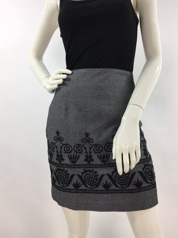 Vintage Beechers Brook grey skirt black embroider… - image 3