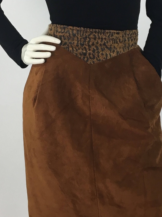 80s midi genuine leather skirt, 1980s leather ski… - image 1