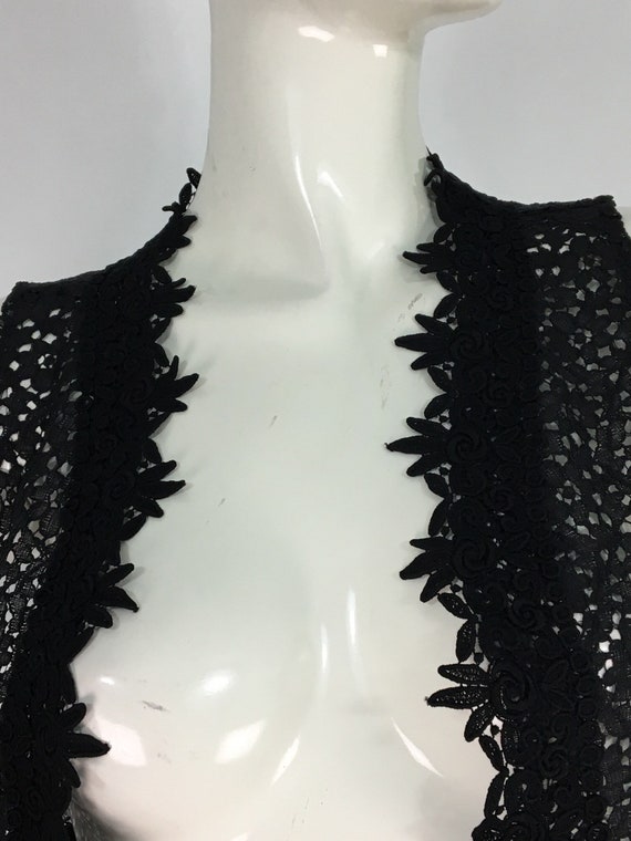 70s black lace top/black lace vest/1970s black la… - image 4