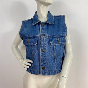 90s denim vest, 1990s jean vest size medium