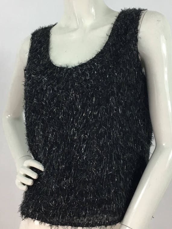 80s Emanuel Ungaro sleeveless top/silk shag vintag
