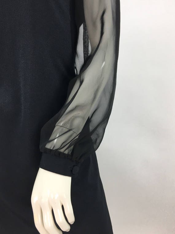 1970s black windsor shift dress, 70s windsor dres… - image 6