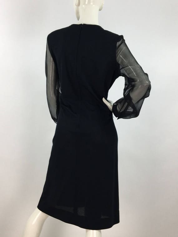 1970s black windsor shift dress, 70s windsor dres… - image 4