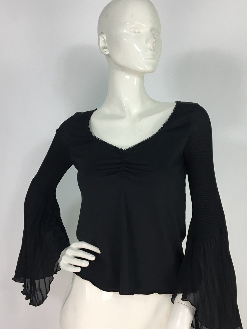Black bell sleeve topBell sleeve blouseTessuti Collection