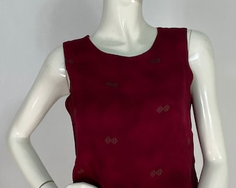 Vintage sleeveless blouse/Braemar petites top/burgundy blouse