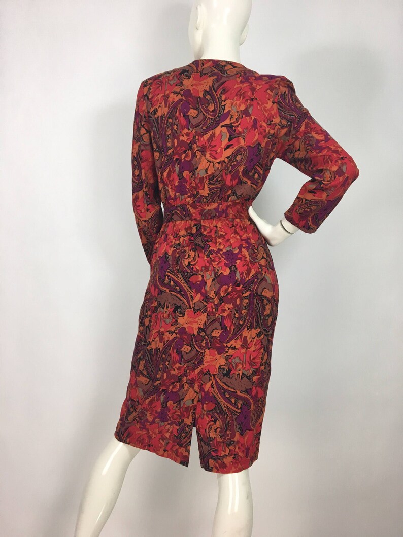 80s bright floral midi dressvintage Michael Phillips