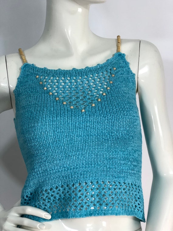 90s crochet top/vintage crochet top/beach crochet