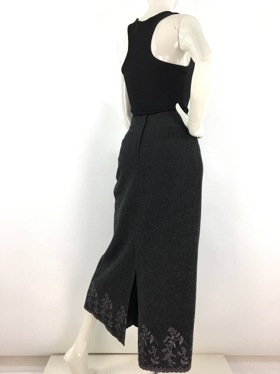 Vintage grey wool maxi, wool maxi bottom floral em