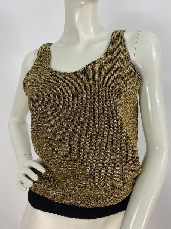 90s gold knit top - image 1