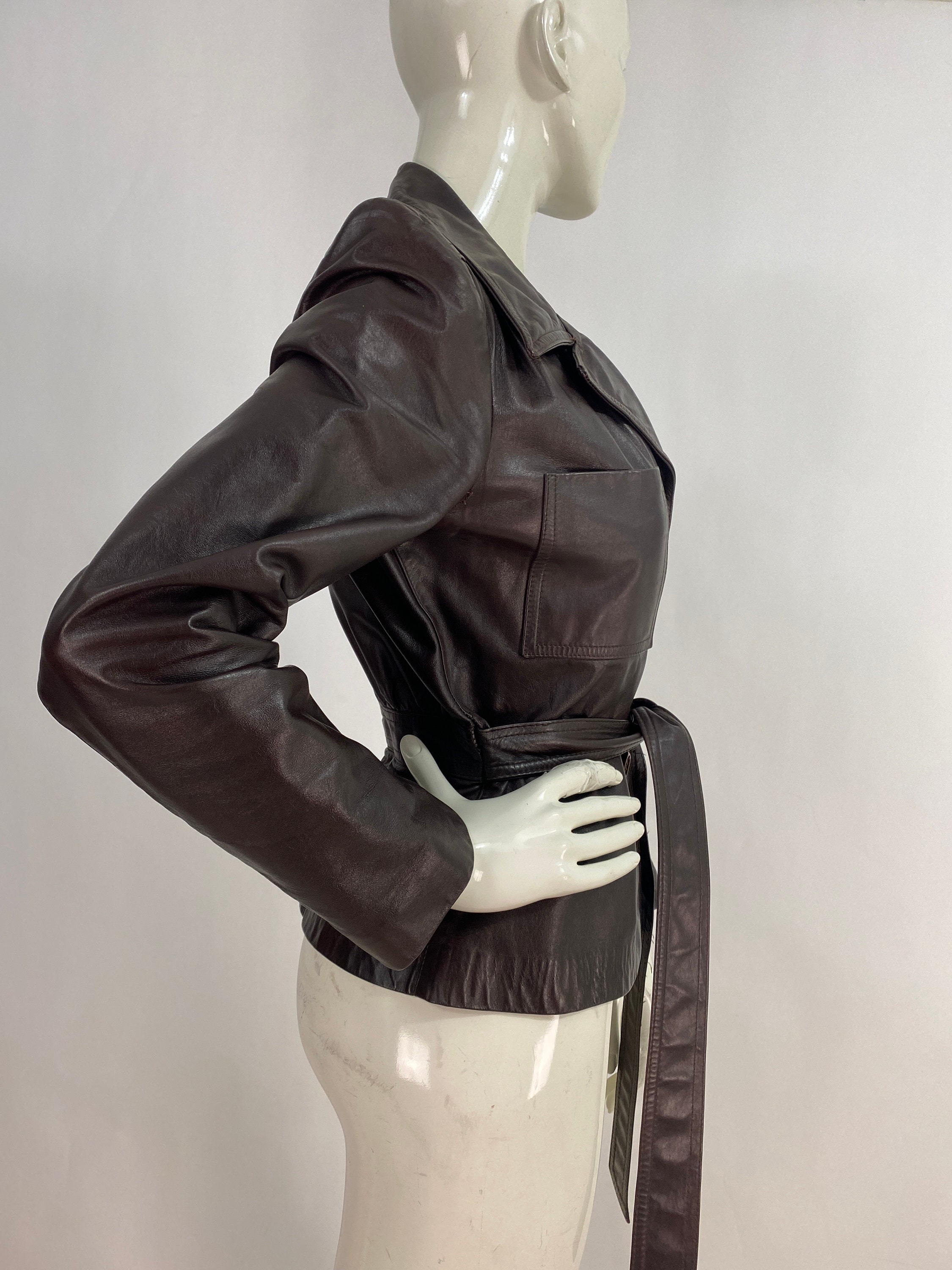 Veste Vintage Margaret Godfrey En Cuir Daim Marron – Taille 10P, Coupée Classe !