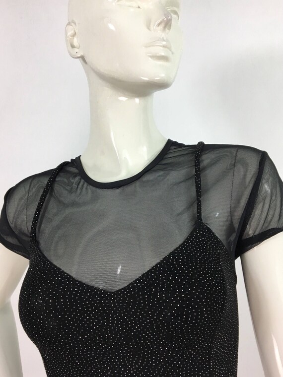 1990s black sheer shimmer skater dress/80s 90s ska