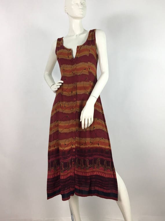 90s tribal print midi dress/vintage midi - image 1