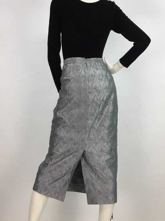 90s Lily & Taylor 100% silk skirt/1990s silk midi… - image 5