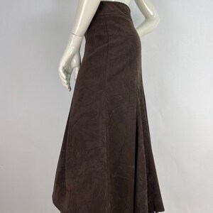 Vintage 100% Linen Leaf Brown Midi Skirt