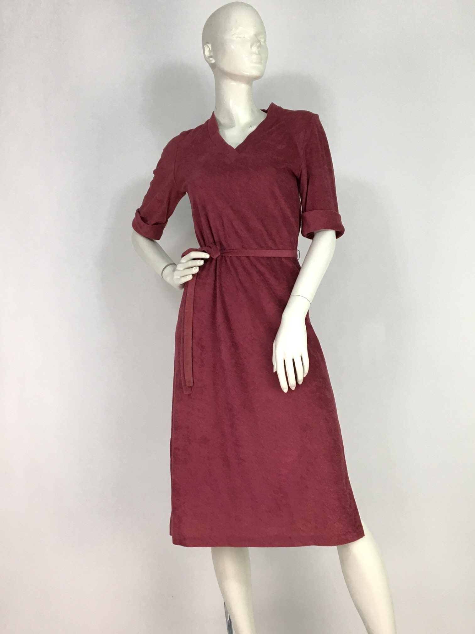 70s Terry Cloth Dress/vintage Midi 