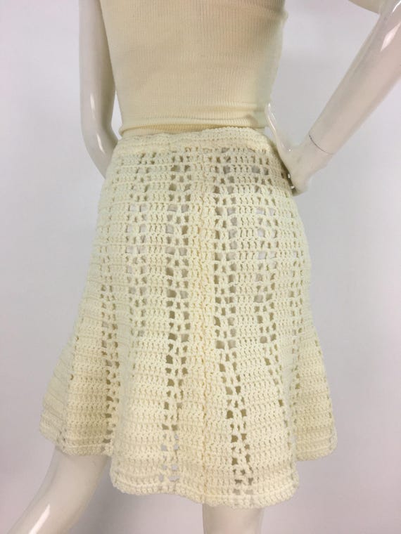 1950s cream crochet skirt/50s crochet skirt/off w… - image 2