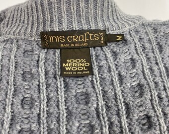 90&#39;s Made in IRELAND inis crafts cardigan カーディガン メリノウール ローゲージ ホワイト系 サイズM レディース ヴィンテージ 8 vintage/made in Ireland】