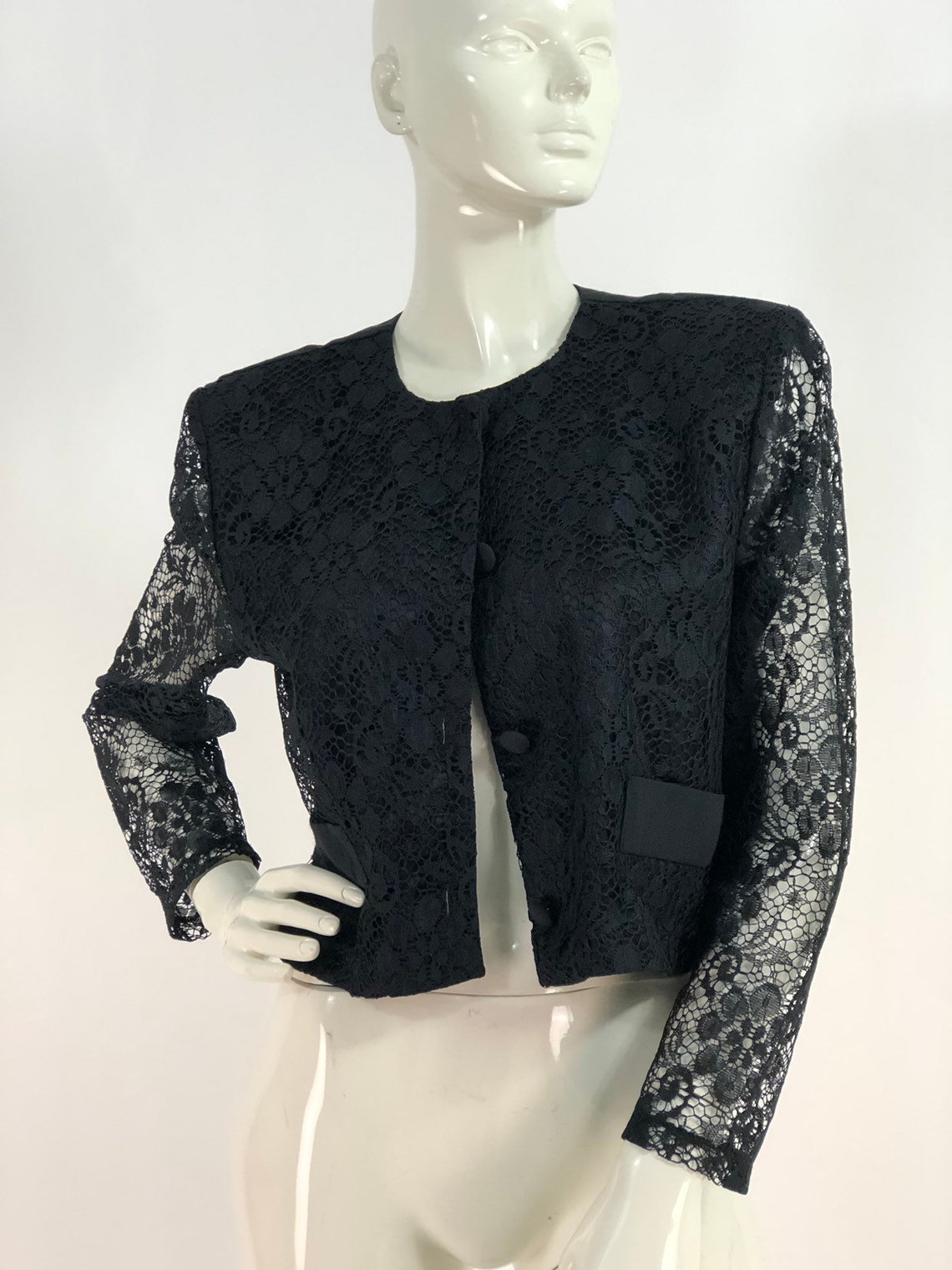 80s Shoulder Pads/1980s Lace Blazer Etsy