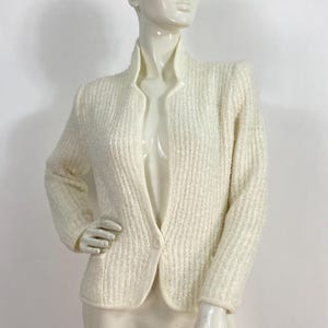 Vintage cardigan sweater, ivory cardigan, 80s sweater