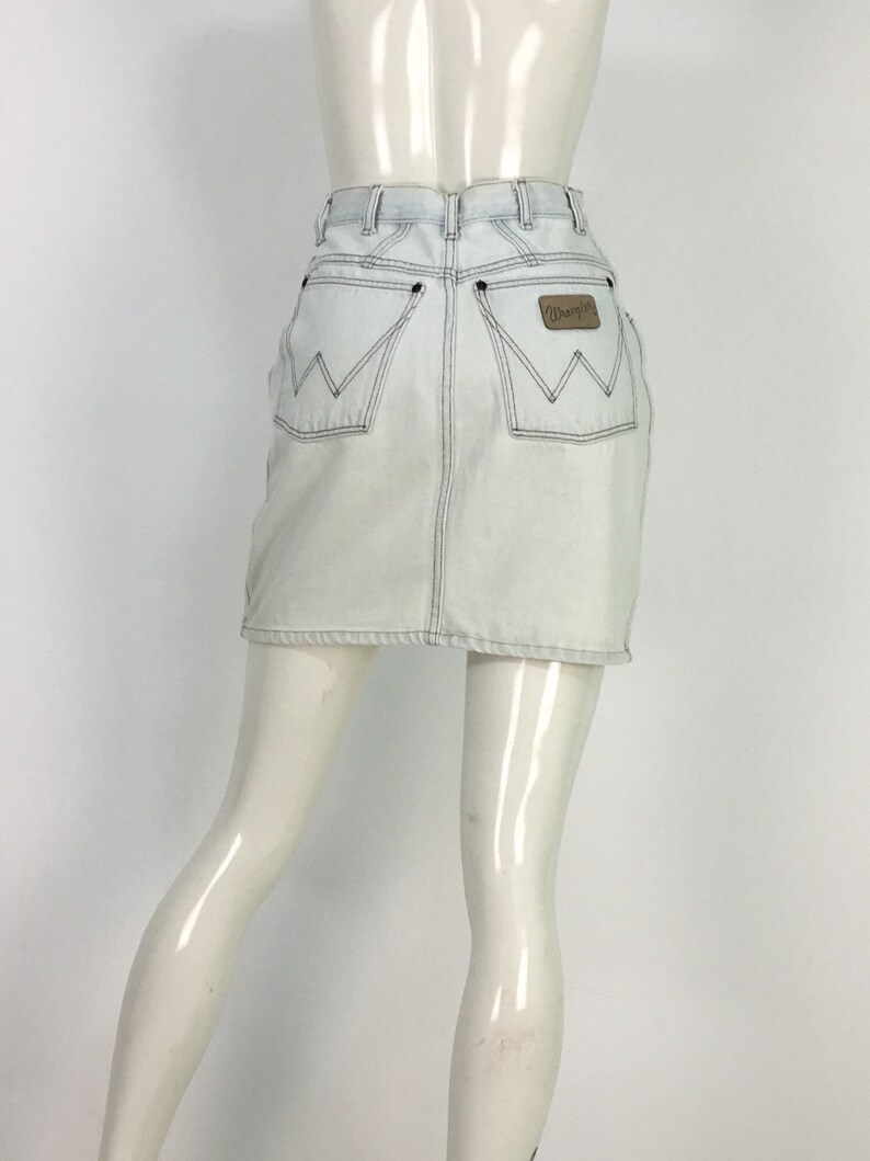 80s wrangler jean skirt1980s wrangler denim skirtvintage white washed denim skirt