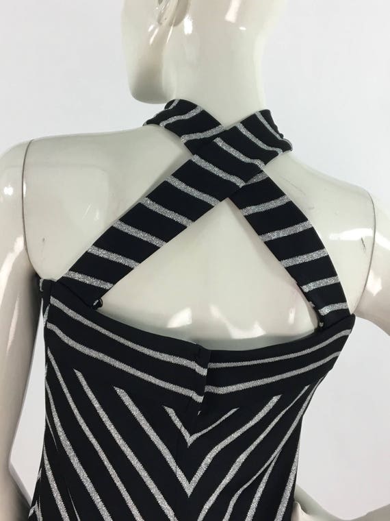 70s Nu-Mode dress/1970s striped dress/vintage bla… - image 7
