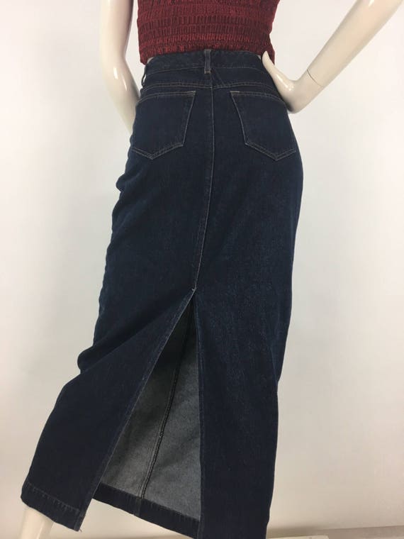 90s Jean maxi skirt, 1990s Contrast Jean maxi skir