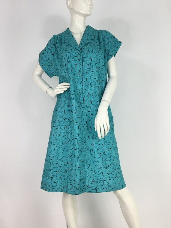 60s midi dress/1960s teal midi dress - image 4