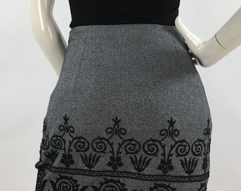 Vintage Beechers Brook grey skirt black embroidered detail
