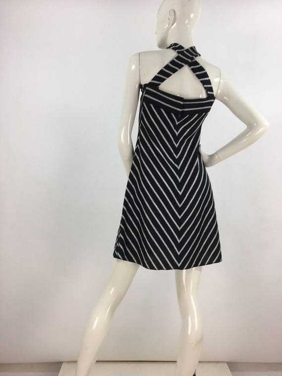 70s Nu-Mode dress/1970s striped dress/vintage bla… - image 9