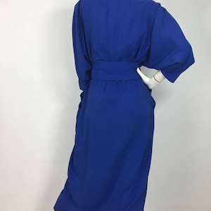 Vintage Simon Chang dress/80s electric blue midi