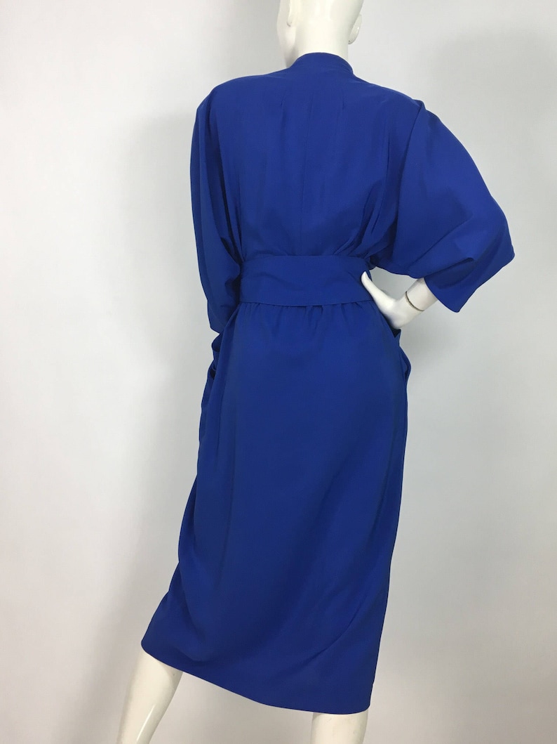Vintage Simon Chang dress/80s electric blue midi | Etsy