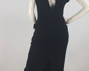 80s vintage detail back 1980s black dress front pockets