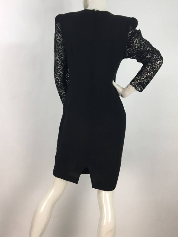 80s 90s black cocktail dress/Maggy London vintage… - image 8