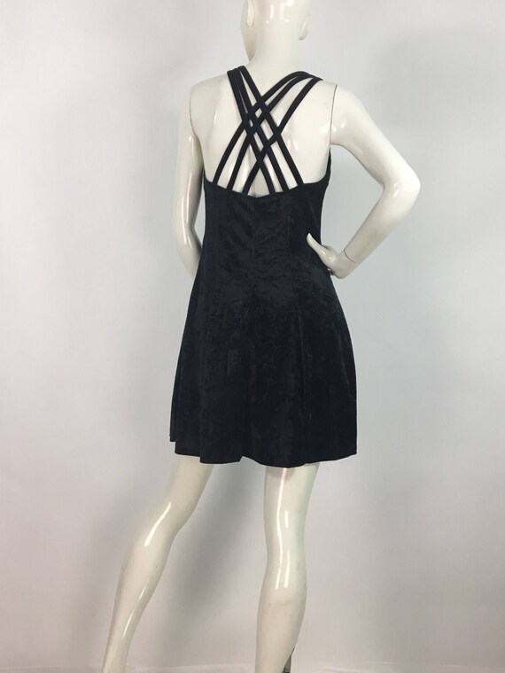 90s black velvet skater dress/1990s velvet skater - image 7