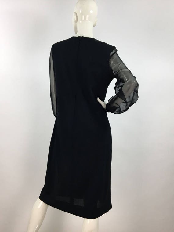 1970s black windsor shift dress, 70s windsor dres… - image 10