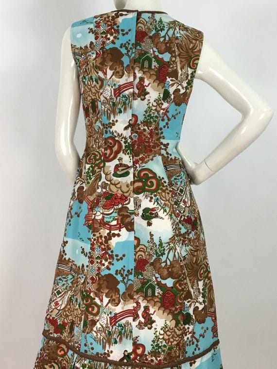 1960s chinoiserie maxi dress/vintage Art Deco max… - image 7